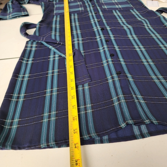 NWT 1. STATE $119 Long Sleeve Button Up Plaid Dress Pine Grove Blue Green XS - Picture 12 of 14